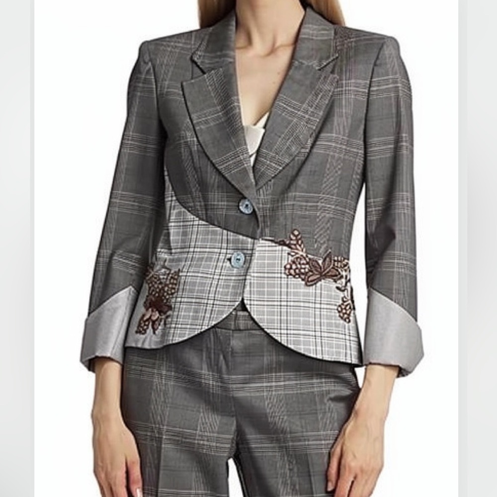 Vintage Nina Raynor 3D Mixed Plaid Pantsuit Set